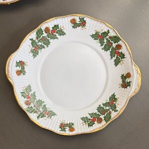 Vintage Queen Rosina set of 2 Yuletide fine bone china made in England plates